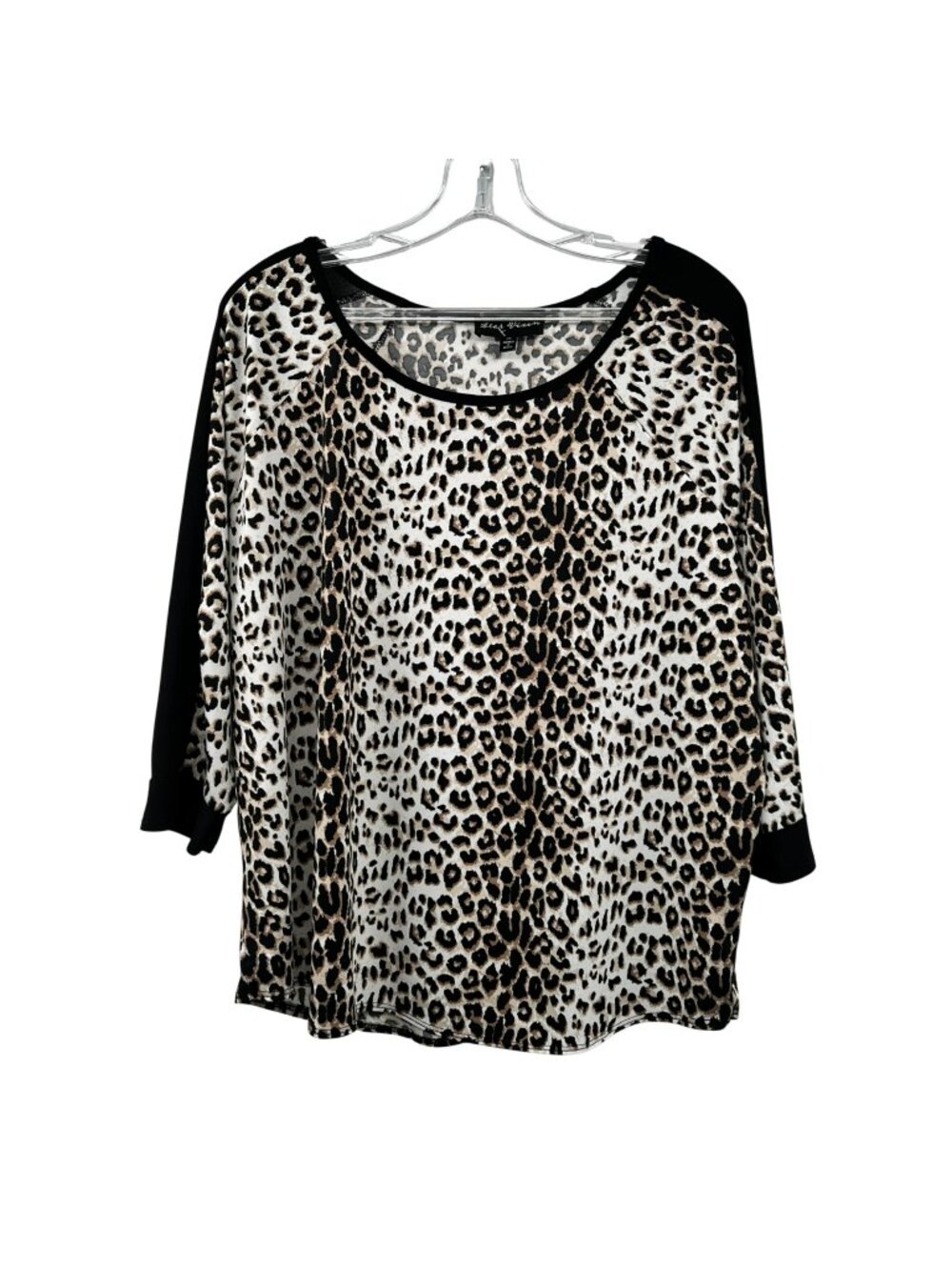 Star Vixen Womens Cheetah Print Blouse 3/4 Sleeve Black/Multi Size 1X